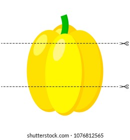 Vector illustration. A game for children of preschool age. Cut the picture into pieces. Fold in the right order. Mosaic. Vegetable. paprika