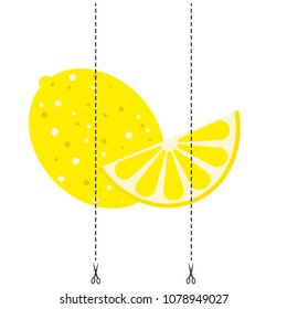 Vector illustration. A game for children of preschool age. Cut the picture into pieces. Fold in the right order. Mosaic. lemon