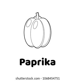 Vector illustration. Game for children. Vegetable. Coloring page paprika