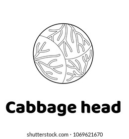 Vector illustration. Game for children. Vegetable. Coloring page cabbage head
