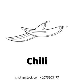 Vector illustration. Game for children. Vegetable. Coloring page Chili pepper