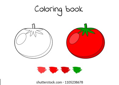 Vector illustration. Game for children. Vegetable. Coloring page tomato