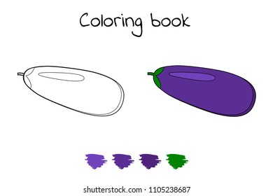 Vector illustration. Game for children. Vegetable. Coloring page eggplant