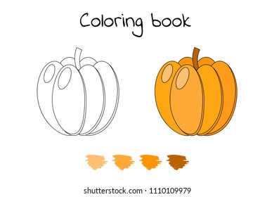 Vector illustration. Game for children. Vegetable. Coloring page pumpkin