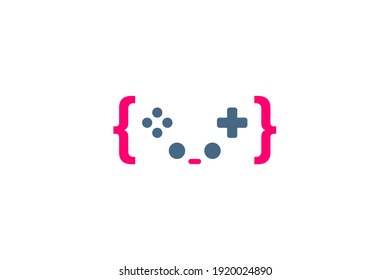 Vector Illustration Of Game Code Logo. With Brackets Symbol And Joystick. Good For Game Company.