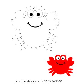 vector illustration ,game connect the dots crab