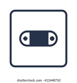 Vector illustration of game console sign icon on blue round background.