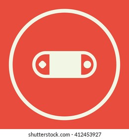 Vector illustration of game console sign icon on red background.