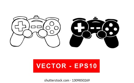 Vector Illustration of Game Controller for E-sport. Isolated flat line and silhouette of sign, symbol, or objects for graphic design. 