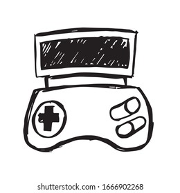 Vector Illustration of Game Controller Icon on Isolated Background. Use This Hand Drawing or Sketch Icon For Graphic Design, Poster, Shirt Design and More.