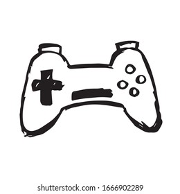 Vector Illustration Of Game Controller Icon On Isolated Background. Use This Hand Drawing Or Sketch Icon For Graphic Design, Poster, Shirt Design And More.