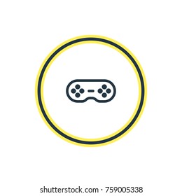 Vector Illustration Of Game Controller Outline. Beautiful Media Element Also Can Be Used As Joystick Element.
