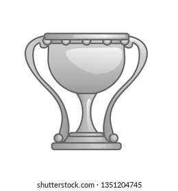 Vector illustration of game cup reward. Silver goblet isolated on white