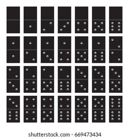 Vector illustration of a game of dominoes in black