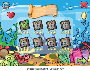 A vector illustration - Game elements for underwater game theme