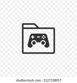 Vector illustration of game folder icon in dark color and transparent background(png).