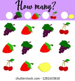  vector illustration, game how many fruit