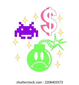 vector illustration of game icon set