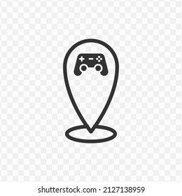 Vector illustration of game location icon in dark color and transparent background(png).