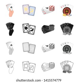 Vector illustration of game and magic logo. Set of game and poker stock symbol for web.