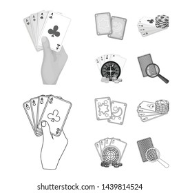Vector illustration of game and magic symbol. Set of game and poker stock vector illustration.