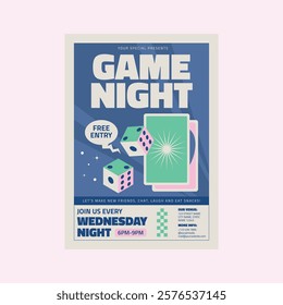 Vector illustration of game night flyer poster  template design