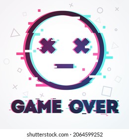 Vector Illustration Game Over Glitch Emoji