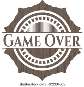 Ilustración vectorial de los carteles de juego sobre la madera
