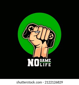 Ilustración vectorial de una almohadilla de juego con vector de mano.Logotipo para no juego ni carta de vida con joystick para impresión y web. Imagen de una consola de juegos para los amantes de los videojuegos y los videojuegos 