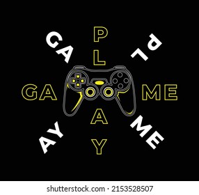 Vector illustration of a game pad with hand sign.Logo for teen gamer stay focus in palying for print and web. Image of a game console for lovers of video and computer games