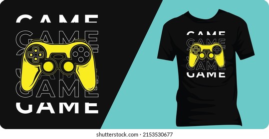 Vector illustration of a game pad with hand sign.Logo for teen gamer with game typograpy for print and web. Image of a game console for lovers of video and computer games