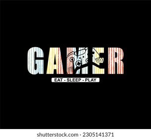 Vector illustration of a game pad with hand sign.Logo for teen gamer with joystick for print and web. Image of a game console for lovers of video and computer games