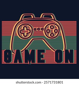 Vector illustration of a game pad with hand sign.Logo for teen gamer stay focus in palying for print and web. Image of a game console for lovers of video and