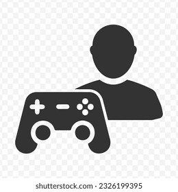 Vector illustration of game players icon in dark color and transparent background(PNG).