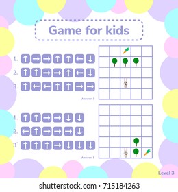 vector illustration. game for preschool kids. rebus for children. arrows. choose the right answer. help little hare to find carrot.