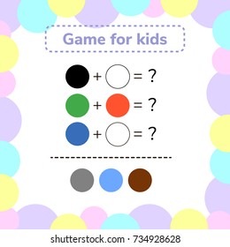 vector illustration. game for preschool kids. rebus for children. find the right  answer. color mixing.