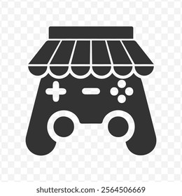 Vector illustration of game shop icon in dark color and transparent background(PNG).