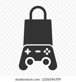 Ilustración vectorial del icono de la compra de juegos en color oscuro y fondo transparente (PNG).