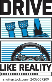 Vector Illustration of Game Steering Wheel with Vintage Hand Drawing Style Available for Poster