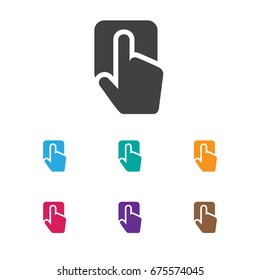 Vector Illustration Of Game Symbol On Pressing Button Icon. Premium Quality Isolated Push Cursor Element In Trendy Flat Style.