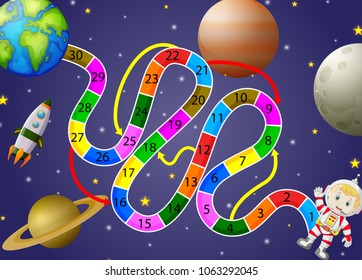 vector illustration of Game template with space and astronaunt background