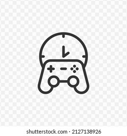 Vector illustration of game time icon in dark color and transparent background(png).