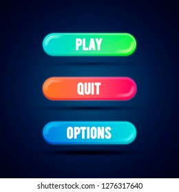 Vector illustration game UI set of buttons. GUI to build games. Modern flat gradient coloful button for mobile, web or video games.