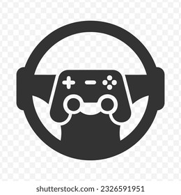 Vector illustration of game wheel icon in dark color and transparent background(PNG).