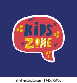 Vector illustration of the Game zone. Logo with colored letters in doodle style. For the banner, the icon of the children's playroom. Vector illustration