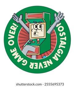 Vector Illustration of Gamebox Mascot with Retro Mascot Illustration Available for Logo Badge