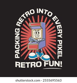 Vector Illustration of Gamebox Mascot with Retro Mascot Illustration Available for Tshirt Design