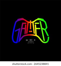 Vector illustration of a gamer with joystick for tee shirt print 