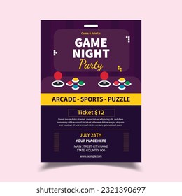 Vector Illustration of Games Night Flyer Poster