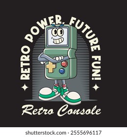 Vector Illustration of Gaming Console Mascot with Retro Mascot Illustration Available for Tshirt Design